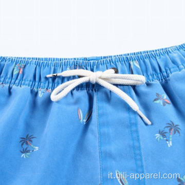 Costume da bagno streetwear blu con elastico in vita